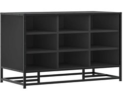 vidaXL Schoenenbank 84x40x53,5 cm bewerkt hout en metaal zwart - Schoenenbankje - Schoenenbankjes - Halbankje - Opbergbankje