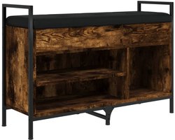 vidaXL Schoenenbank - Gerookt Eiken - 85,5 cm Schoenenbankje - Schoenenbankjes - Halbankje - Opbergbankje