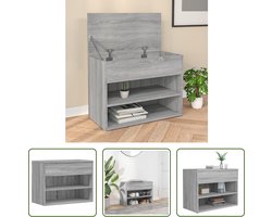 vidaXL Schoenenbank - Opbergbank - Schoenenbank 60x30x45 cm bewerkt hout grijs sonoma eikenkleurig - Schoenuwen Kast - Houten Bank - Grijze Meubels