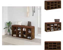 vidaXL Schoenenbank - Schoenenbanken - Schoenenopbergbank - Schoenenberging - Schoenenbank 103x30x48 cm bewerkt hout gerookt eikenkleurig