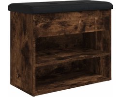 vidaXL - Schoenenbankje - 62x32x50 - cm - bewerkt - hout - gerookt - eikenkleurig