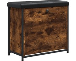vidaXL - Schoenenbankje - met - klaplade - 62x32x56 - cm - gerookt - eikenkleurig