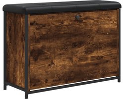 vidaXL - Schoenenbankje - met - klaplade - 82x32x56 - cm - gerookt - eikenkleurig