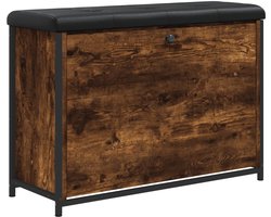 vidaXL Schoenenbankje met klaplade 82x32x56 cm gerookt eikenkleurig - Schoenenbankje - Schoenenbankjes - Halbankje - Opbergbankje