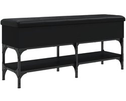 vidaXL Schoenenbankje - Schoenenbankjes - Halbankje - Opbergbankje - Schoenenbank 102x32x45 cm bewerkt hout zwart