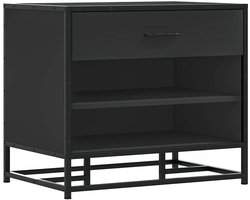 vidaXL Schoenenbankje - Schoenenbankjes - Halbankje - Opbergbankje - Schoenenbank 60x40x53,5 cm bewerkt hout en metaal zwart