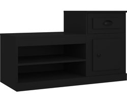 vidaXL - Schoenenkast - 100x42x60 - cm - bewerkt - hout - zwart