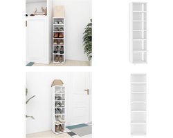 vidaXL Schoenenkast 27,5x27x102 cm bewerkt hout wit - Schoenrek - Schoenrekken - Schoenenrek - Schoenenrekken