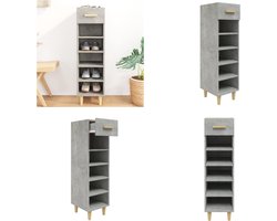 vidaXL Schoenenkast 30x35x105 cm bewerkt hout betongrijs - Schoenenkast - Schoenenkasten - Schoenenopberger - Opberger Voor Schoenen