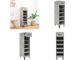 vidaXL Schoenenkast 30x35x105 cm bewerkt hout betongrijs - Schoenenkast - Schoenenkasten - Schoenenopberger - Opberger Voor Schoenen