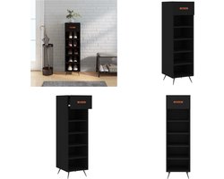 vidaXL - Schoenenkast - 30x35x105 - cm - bewerkt - hout - zwart