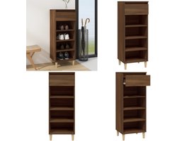 vidaXL Schoenenkast 40x36x105 cm bewerkt hout bruin eikenkleur - Schoenenrek - Schoenenrekken - Opbergrek Voor Schoenen - Schoenenstellage