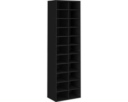 vidaXL - Schoenenkast - 54x34x183 - cm - bewerkt - hout - zwart