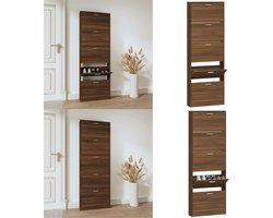 vidaXL Schoenenkast 59x17x169 cm bewerkt hout bruin eikenkleur - Schoenenrek - Schoenenrekken - Opbergrek Voor Schoenen - Schoenenstellage