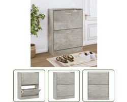 vidaXL Schoenenkast - 63x24x81 cm - Bewerkt hout - Grijs Schoenenkast - Schoenen Rek - Bergruimte - Kastje - Entreemeubilair