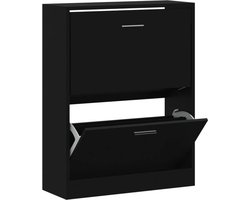 vidaXL - Schoenenkast - 63x24x81 - cm - bewerkt - hout - zwart