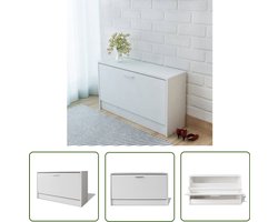 vidaXL Schoenenkast - 80x24x45 cm - Wit - MDF Hout Eetkamerstoel - Salontafel - Houten Tafel - Eethoek Meubilair - Modern Tafellamp