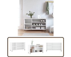 vidaXL Schoenenkast Hoogglans Wit - Stijlvol & Praktisch Schoenenkast - Witte Schoenenkast - Houten Schoenenkast - Schoenenrek - Opbergkast
