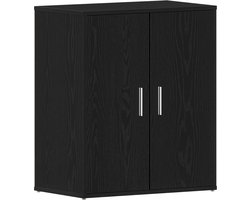 vidaXL - Schoenenkast - met - plank - Zwart - Eiken - 60 - x - 35 - x - 70 - cm - Bewerkt - hout