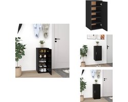 vidaXL Schoenenkast - Schoenenkasten - Schoenenopbergers - Schoenenopbergers - Schoenenkast 32x35x70 cm bewerkt hout zwart