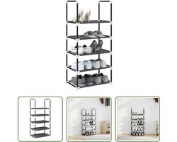 vidaXL Schoenenkast - Schoenenrek - Schoenenrek 5-laags 44x28x94 cm nonwoven stof zwart - Schoenenorganizer - Kledingopslag - Entree Organisatie