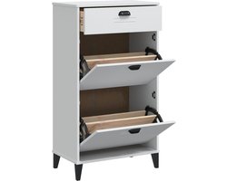 vidaXL - Schoenenkast - VIKEN - bewerkt - hout - wit