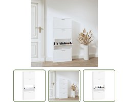 vidaXL Schoenenkast - Wit - 59x17x150 cm Schoenenkast - Houten Schoenenkast - Witte Schoenenkast - Compacte Schoenenkast - Schoenen Opbergen