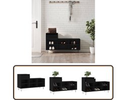 vidaXL Schoenenkast - Zwart - 102x36x60 cm - Hout & Metaal Schoenenkast - Houten Schoenenkast - Zwarte Schoenenkast - Schoenenrek - Opbergkast