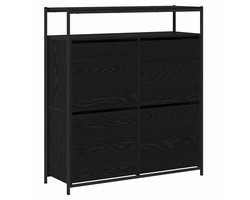 vidaXL - Schoenenkast - Zwart - Eiken - 100 - x - 34 - x - 112 - cm - Bewerkt - hout