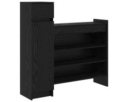 vidaXL - Schoenenkast - Zwart - Eiken - 100,5 - x - 28 - x - 100 - cm - Bewerkt - hout