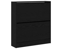 vidaXL - Schoenenkast - Zwart - Eiken - 80 - x - 21 - x - 87,5 - cm - Bewerkt - hout