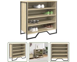 vidaXL Schoenenopbergers - Schoenenkast - Schoenenkast 80x38x78 cm bewerkt hout sonoma eikenkleurig - Houten Schoenenkast - Sonoma Eiken - Vintage Schoenenkast