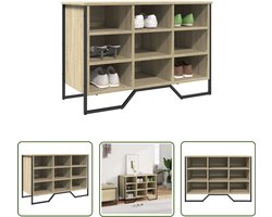 vidaXL Schoenenopbergers - Schoenenkast - Schoenenkast 90x38x61,5 cm bewerkt hout sonoma eikenkleurig - Wandkasten - Houten Kast - Sonoma Eiken