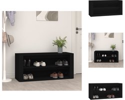 vidaXL - Schoenenrek - 100x35x45 - cm - bewerkt - hout - zwart