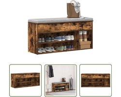 vidaXL Schoenenrek - Schoenenbank - Schoenenbank 102x30,5x45 cm bewerkt hout gerookt eikenkleurig - Bergruimte - Houten Schoenenbank - Vintage Schoenenbank