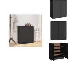 vidaXL Schoenenrek - Schoenenrekken - Opbergrek Voor Schoenen - Schoenenstellage - Schoenenkast 59x35x70 cm bewerkt hout zwart