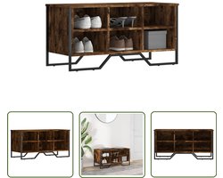 vidaXL Schoenuitlegers - Schoenenkast - Schoenenkast 90x38x45,5 cm bewerkt hout gerookt eikenkleurig - Bergruimte - Kast - Houten Kast