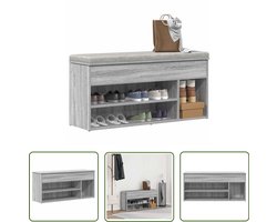 vidaXL Schoenuitlegger - Schoenenbank - Schoenenbank 102x30,5x45cm bewerkt hout grijs sonoma eikenkleur - Bergruimte - Houten Bank - Grijze Bank