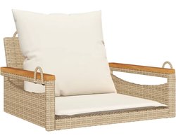 vidaXL - Schommelbank - met - kussens - 63x62x40 - cm - poly - rattan - beige