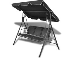 vidaXL - Schommelbank - met - luifel - zwart