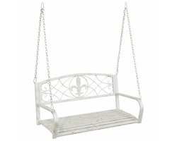 vidaXL - Schommelbank - Staal - 110,5 - x - 59 - x - 55 - cm - Antiek - wit
