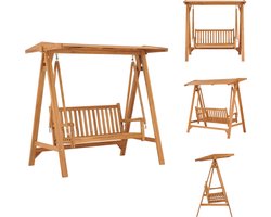 vidaXL Schommelbank Tuin - 170 x 96.5 x 171 cm - Teakhout met verstelbare dakhoek - Schommelbank