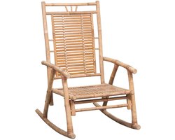 vidaXL Schommelstoel - Bamboe - Inclusief kussen Bamboeschommelstoel - Tuinset - Lounge Stoel - Buitenschommelstoel - Terrasstoel