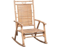 vidaXL Schommelstoel - Bamboe - Inclusief Rood Kussen Bamboeschommelstoel - Tuinstoel - Lounge Stoel - Relaxfauteuil - Buitenshuis Meubilair