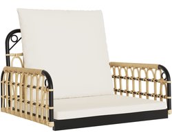 vidaXL Schommelstoel - Bruin/Zwart - Inclusief Kussens Schommelstoel - Tuinstoelen - Buitenschommelstoel - Relax Stoel - Balkon Meubel