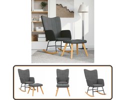 vidaXL Schommelstoel - Donkergrijs - Inclusief Voetenbank Schommelstoel - Lounge Stoel - Relaxstoel - Tuinmeubilair - Buiten Meubels