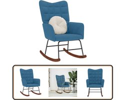 vidaXL Schommelstoel - Fluweel - Blauw - Comfortabel Schommelstoel - Schommelstoelen - Stoel - Lounge Stoel