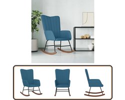 vidaXL Schommelstoel Fluweel Blauw Schommelstoel - Lounge Chair - Relaxfauteuil - Blauwe Schommelstoel - Fluweelschommelstoel