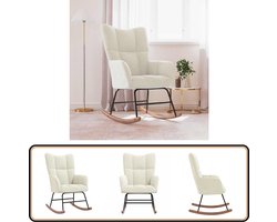 vidaXL Schommelstoel - Fluweel Crèmewit Schommelstoel - Lounge Stoel - Relaxstoel - Fluweel Stoel - Creme Wit Meubilair
