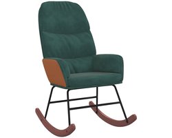 vidaXL - Schommelstoel - fluweel - donkergroen